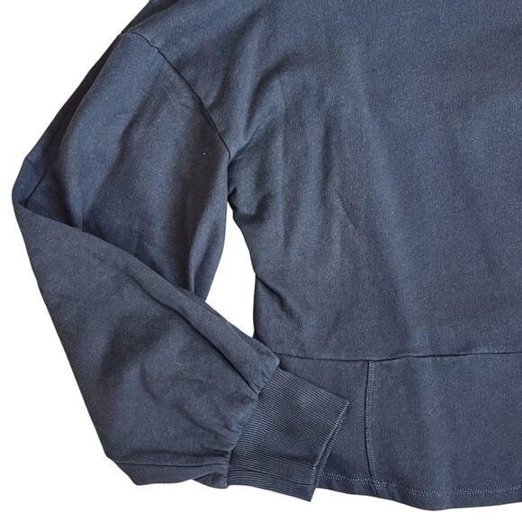 Anthropologie Maeve NWT Sz L Gray Puff Sleeve Sweatshirt Top Seamed Corset - Picture 9 of 11